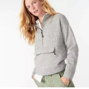 J.Crew Half Zip Fleece Gray Front Pocket XS S Small Sweater Anorak Pullover